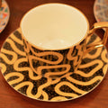 Yellow Lines Moroccan Style Coffee/Tea Cup With Saucer - Needs Store